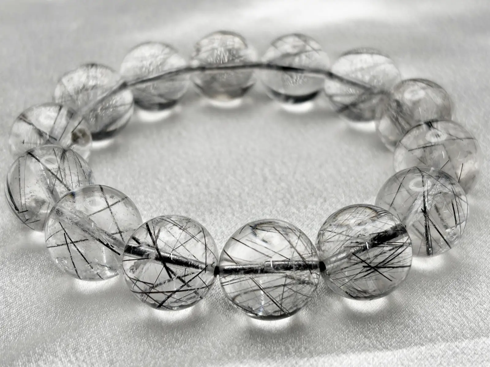 ブラックルチルクォーツ 17mm ブレスレット/ Black Rutilated Quartz