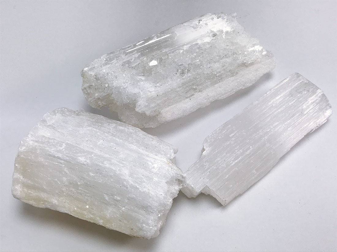 モロッコ産セレナイト/Selenite(繊維石膏)3個セット