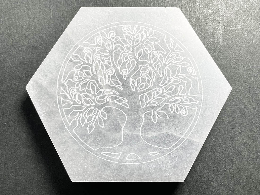モロッコ産 セレナイト ツリーオブライフ プレート ヘキサゴン(アソート)