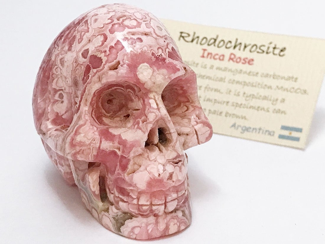 アルゼンチン産ロードクロサイト スカル彫刻