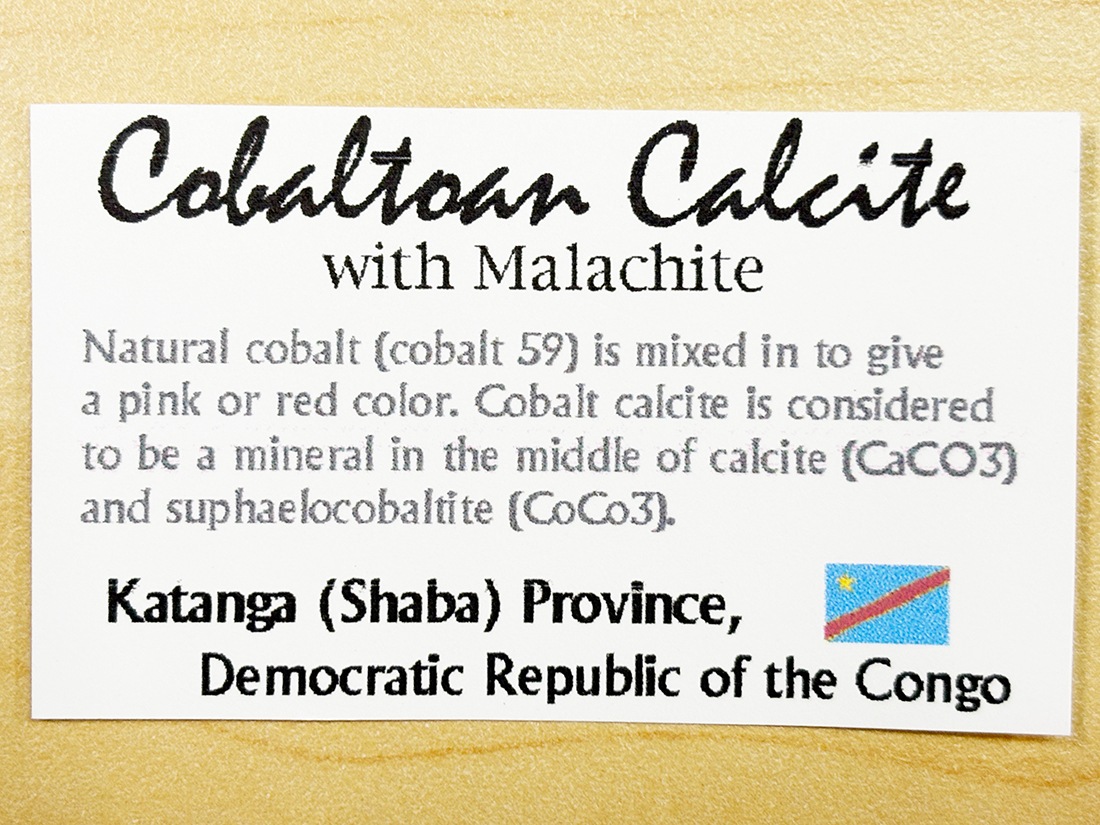 コンゴ民主共和国産 コバルトカルサイト (マラカイト共生) / Cobalt