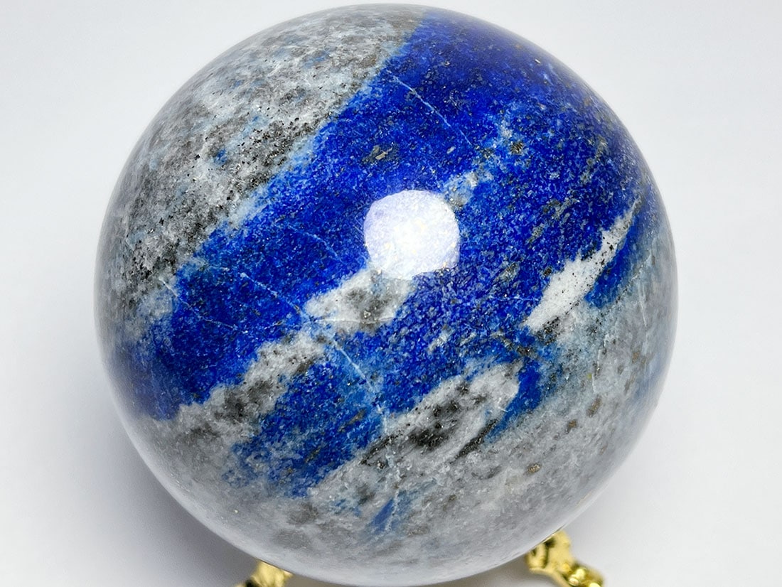 アフガニスタン産ラピスラズリ78mm 丸玉（蛍光）