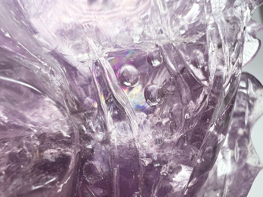 木製台座付き】アメジスト 白菜 彫刻