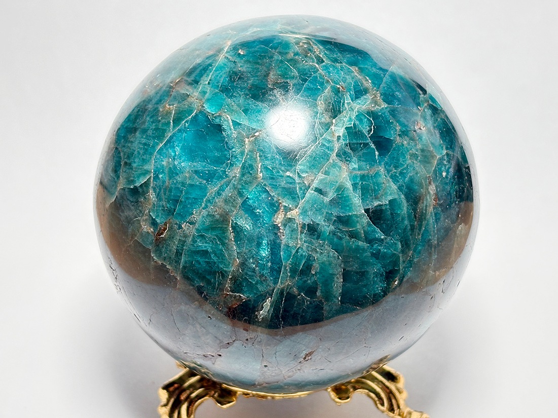 マダガスカル産 ブルーアパタイト 83mm丸玉 (燐灰石)/ Blue Apatite Sphere