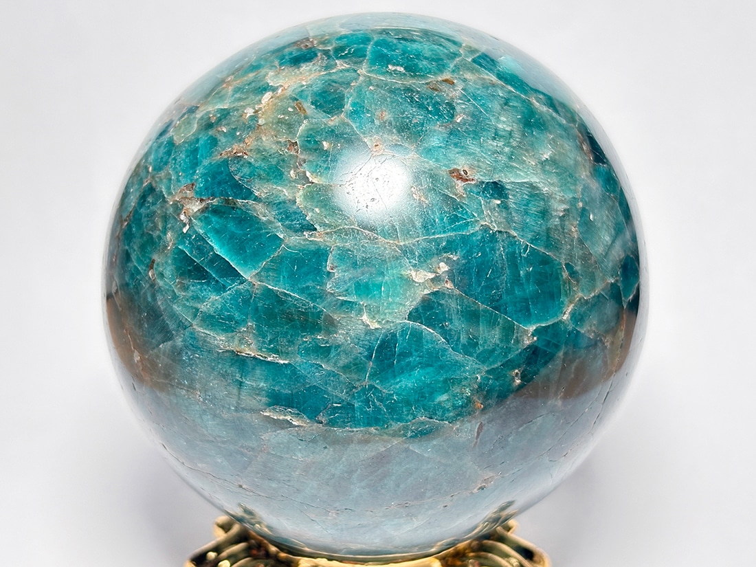 マダガスカル産 ブルーアパタイト 83mm丸玉 (燐灰石)/ Blue Apatite Sphere