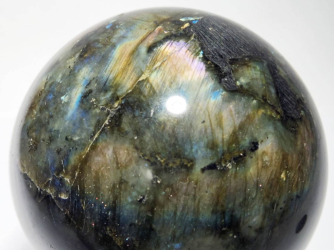 ☆ 綺麗！ラブラドライト 丸玉 63㎜ 台座付き 天然石 パワーストーン！