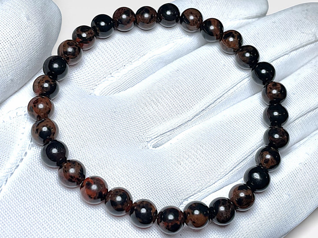 十勝石ブレスレット12.4 北海道産 花十勝石 ( 紅十勝石 ) 6mm ブレスレット