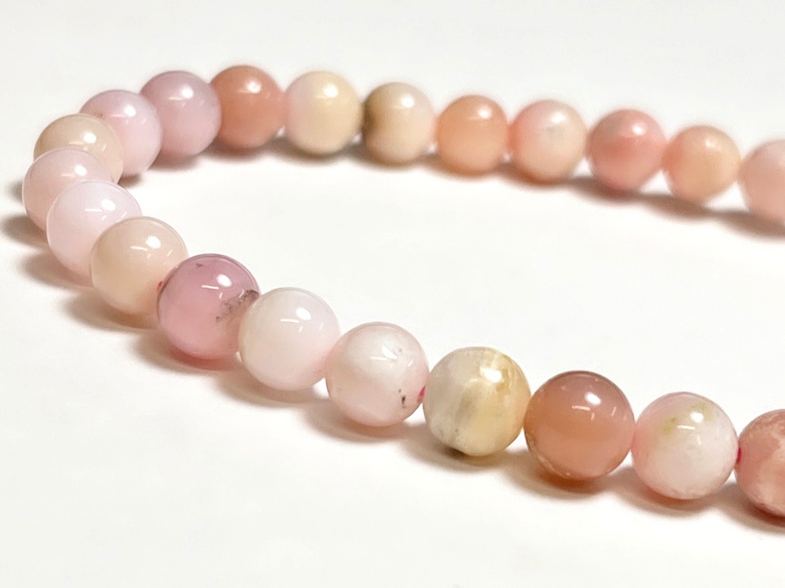心にぬくもりを与えるパワー❣️★天然色★ ピンクオパール　6ミリのみブレスレット ピンクオパール 6mm ブレスレット / Pink Opal