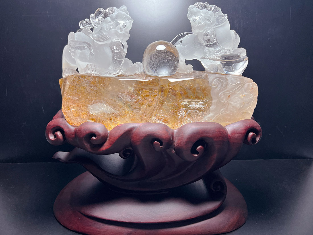 ガーデンクォーツ貔貅彫り物