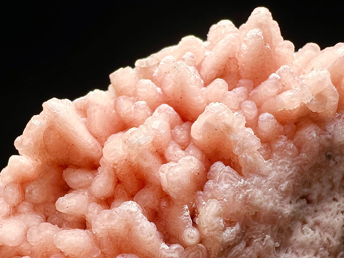 尾太鉱山菱マンガン鉱 共生 水晶クラスターロードクロサイト 鑑賞石 鉱物 青森県尾太鉱山産 菱マンガン鉱クラスター