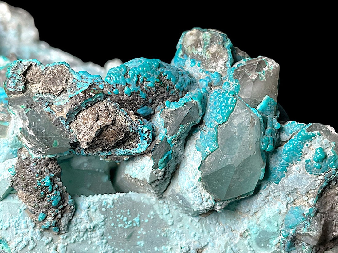 ペルー産 クリソコラ on クォーツ ( 珪孔雀石 / 水晶 )