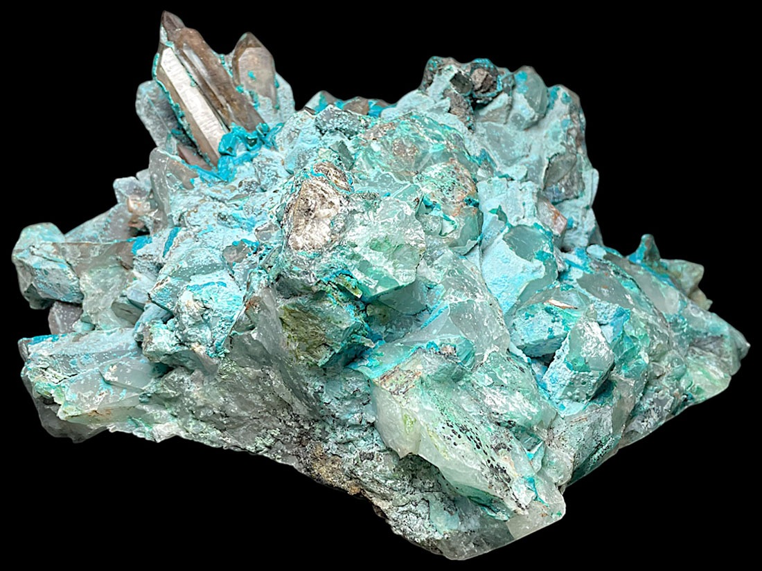 ペルー産 クリソコラ on クォーツ ( 珪孔雀石 / 水晶 )