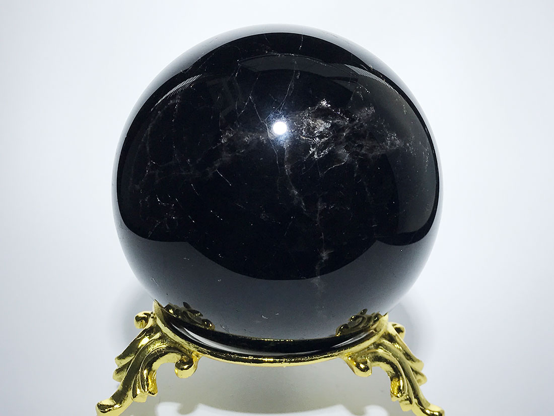 kazu【大玉115mm】モリオン 黒水晶 丸玉 2kg 台座付き 魔除け 楽天市場