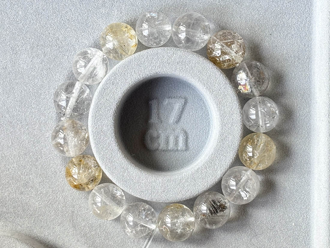 ニューヨーク州産 ハーキマーダイヤモンド ブレスレット 13mm