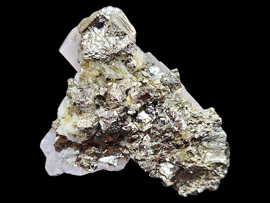 ペルー産 パイライト / カルサイト 共生 ( 蛍光 )