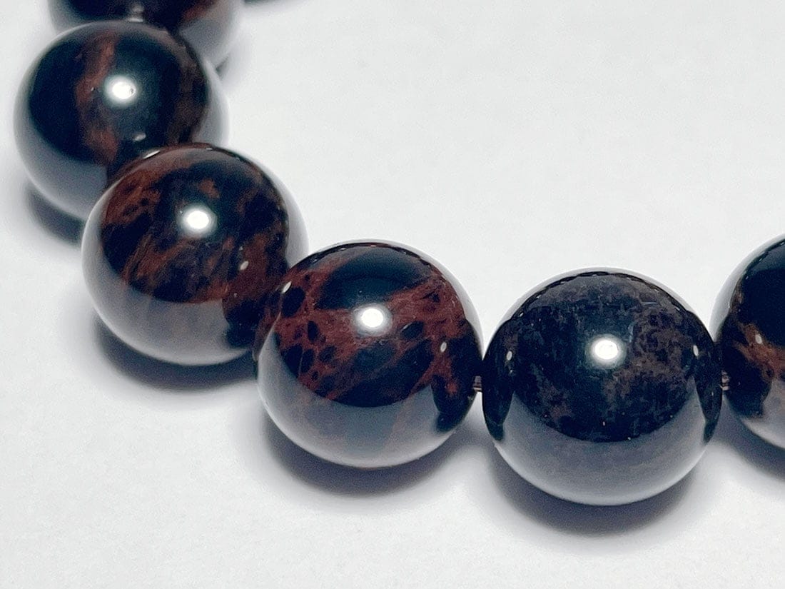 北海道産 紅十勝石 (黒曜石) 14mm ブレスレット / Obsidian