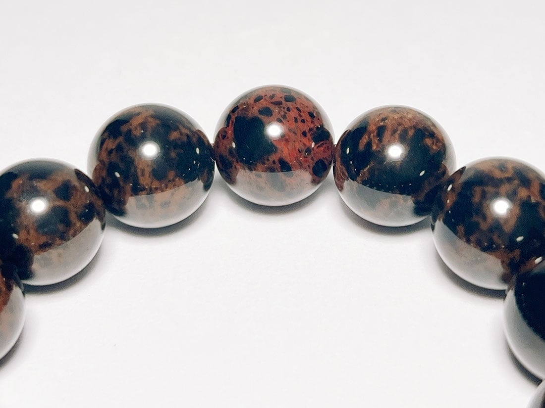 北海道産 紅十勝石 (黒曜石) 14mm ブレスレット / Obsidian