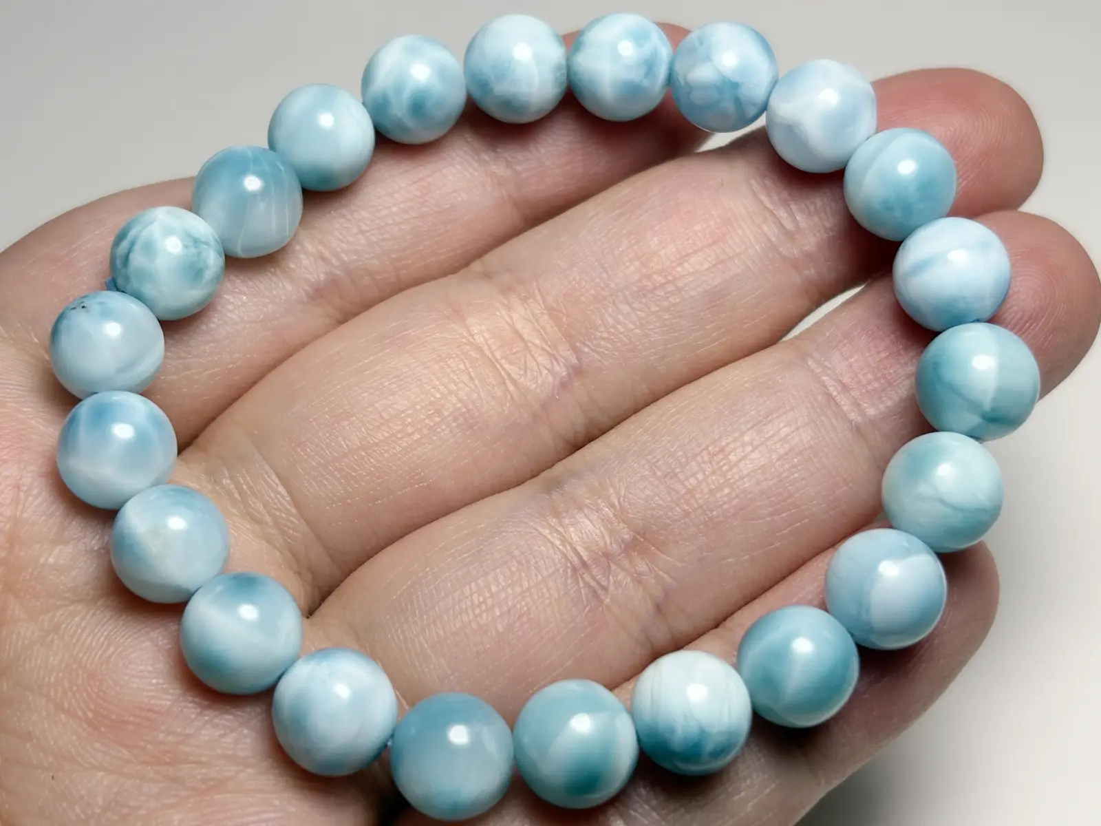 ドミニカ共和国産 ラリマー 8.5mm ブレスレット / Larimar