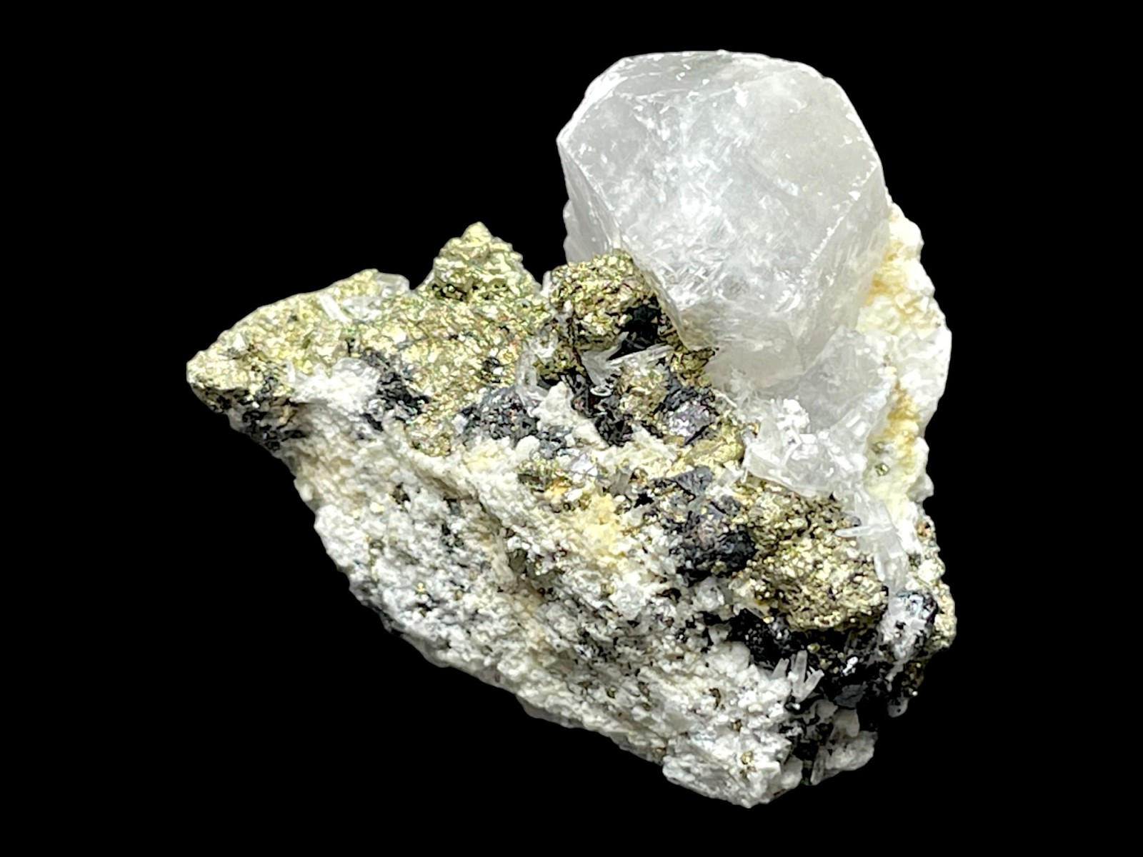 ペルー産 パイライト / カルサイト 共生 ( 蛍光 )