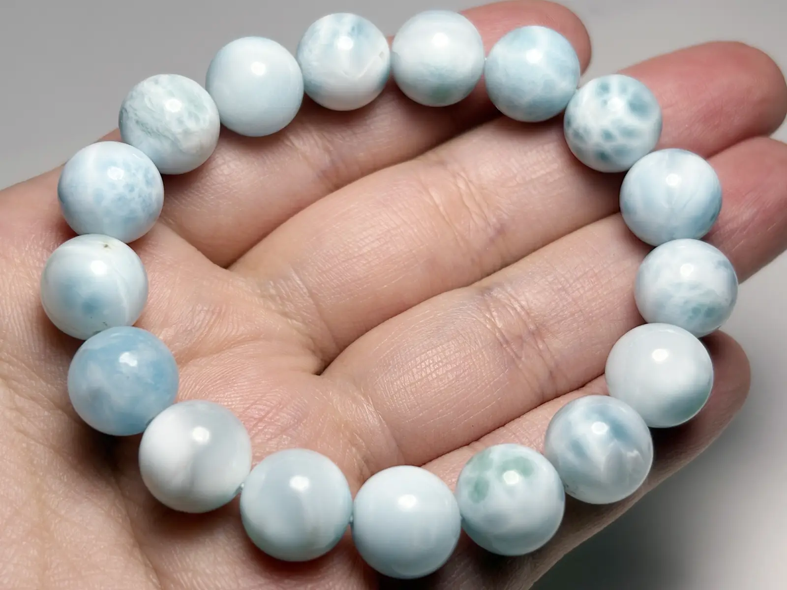 ドミニカ共和国産 ラリマー 11.5mm ブレスレット / Larimar