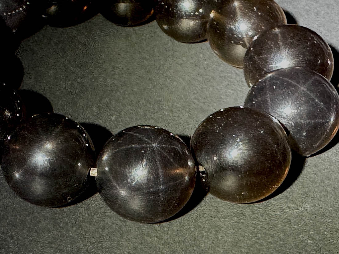 スモーキークォーツ ビーズブレスレット 070599天然スモーキークォーツブレスレット17.5センチ約9.8〜20.2㍉