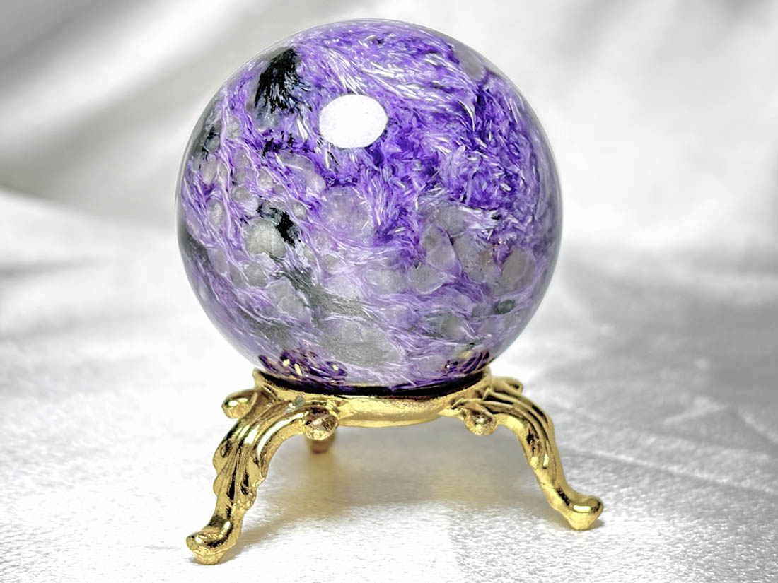 ロシア産 チャロアイト 45mm 丸玉 / Charoite Sphere