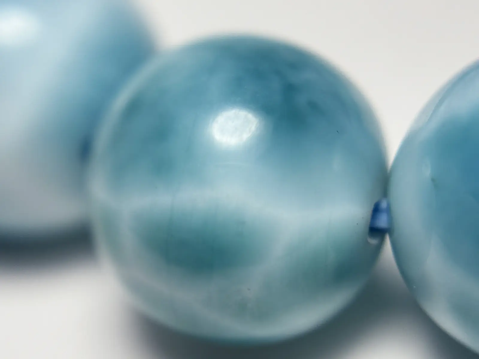 高品質 ラリマー貫通パーツ ♡ドミニア共和国No.2786 ドミニカ共和国産 ラリマー 11mm ブレスレット / Larimar