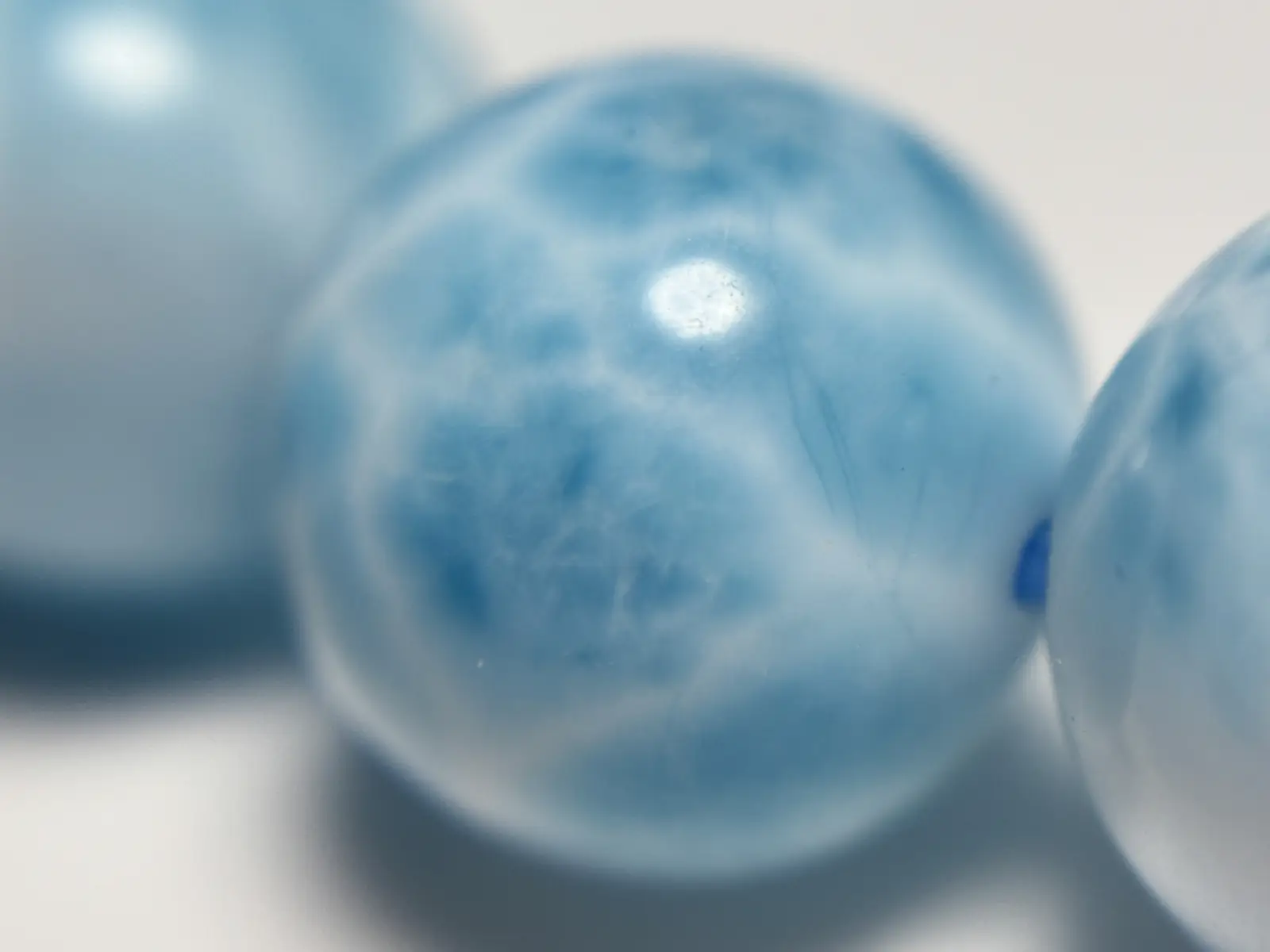 ドミニカ共和国産 天然 アイスラリマー♡ブレスレット 12mm ドミニカ共和国産 ラリマー 12.5mm ブレスレット / Larimar