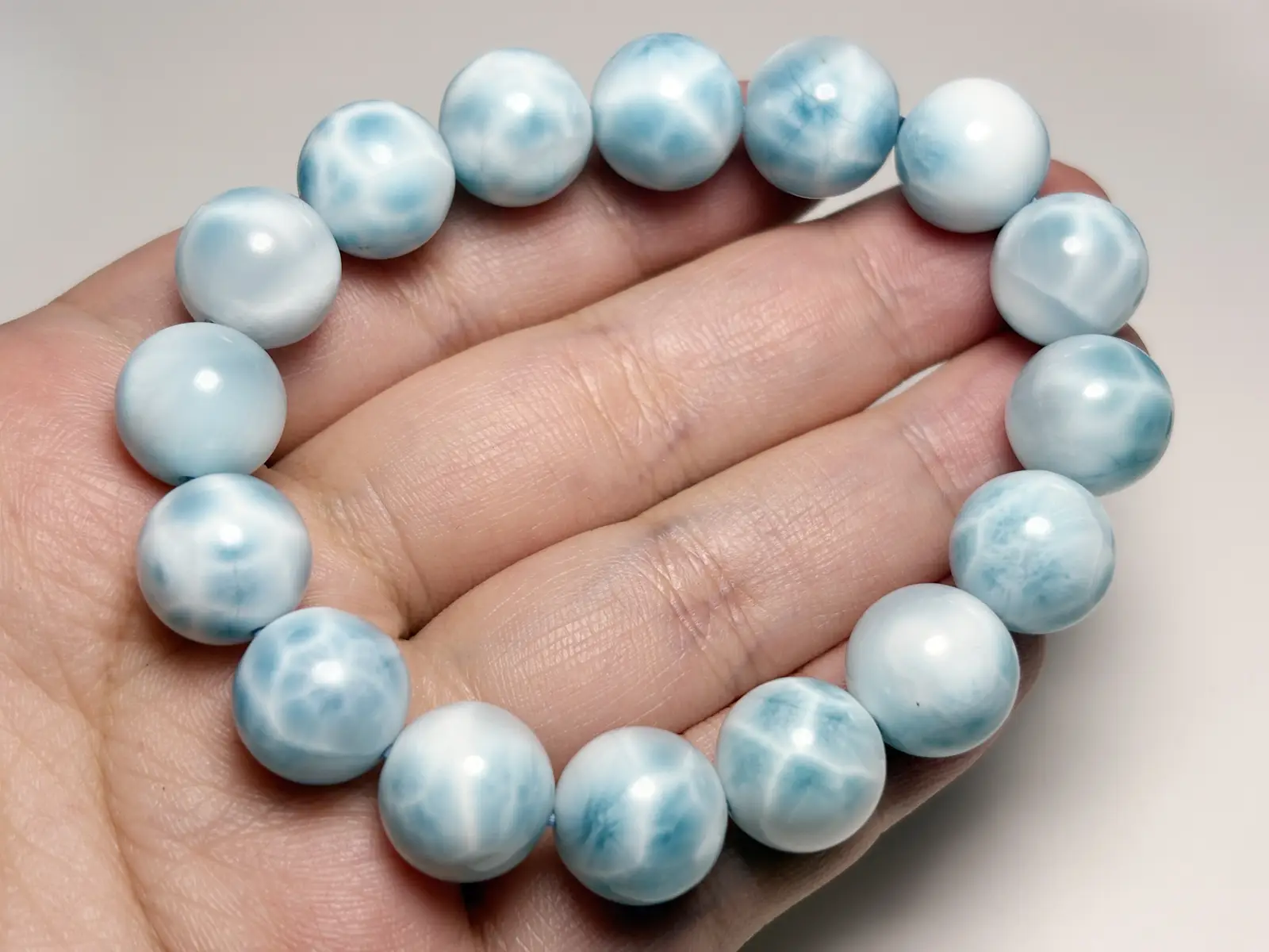 ドミニカ共和国産 ラリマー 12.5mm ブレスレット / Larimar