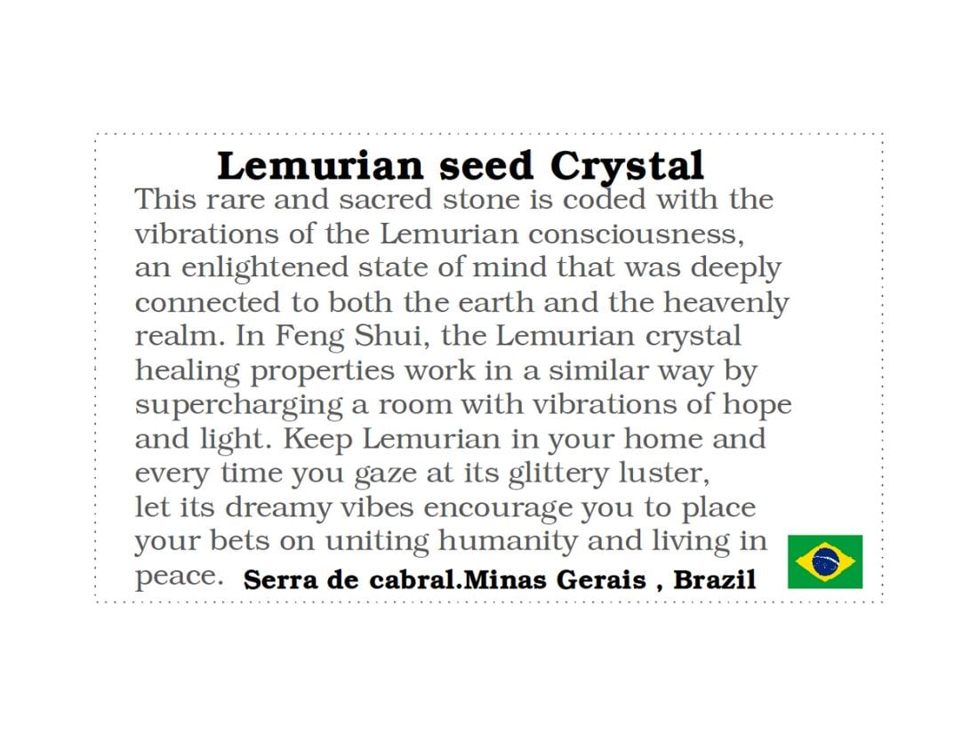 ブラジル カブラル鉱山産 レムリアンシード 水晶 ポイント