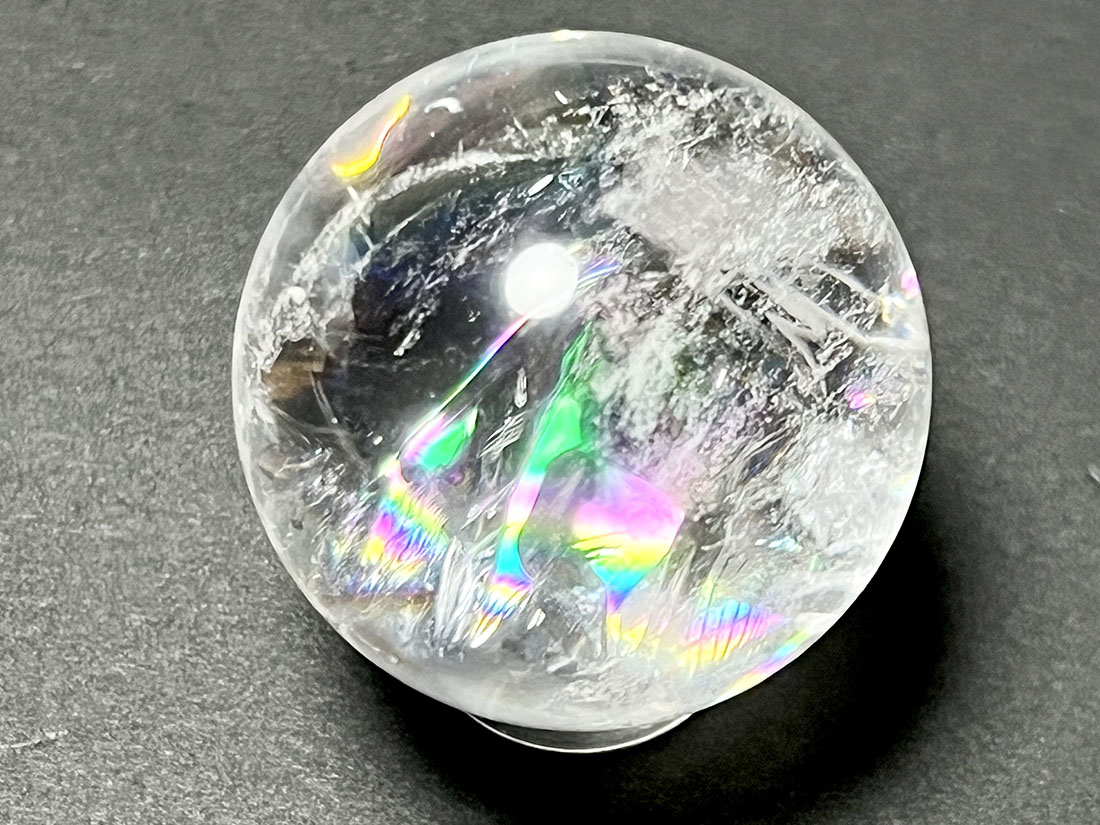 ポメころびです。レインボークォーツ アイリスクォーツ (レインボークォーツ) 31mm 丸玉 / Iris Quartz