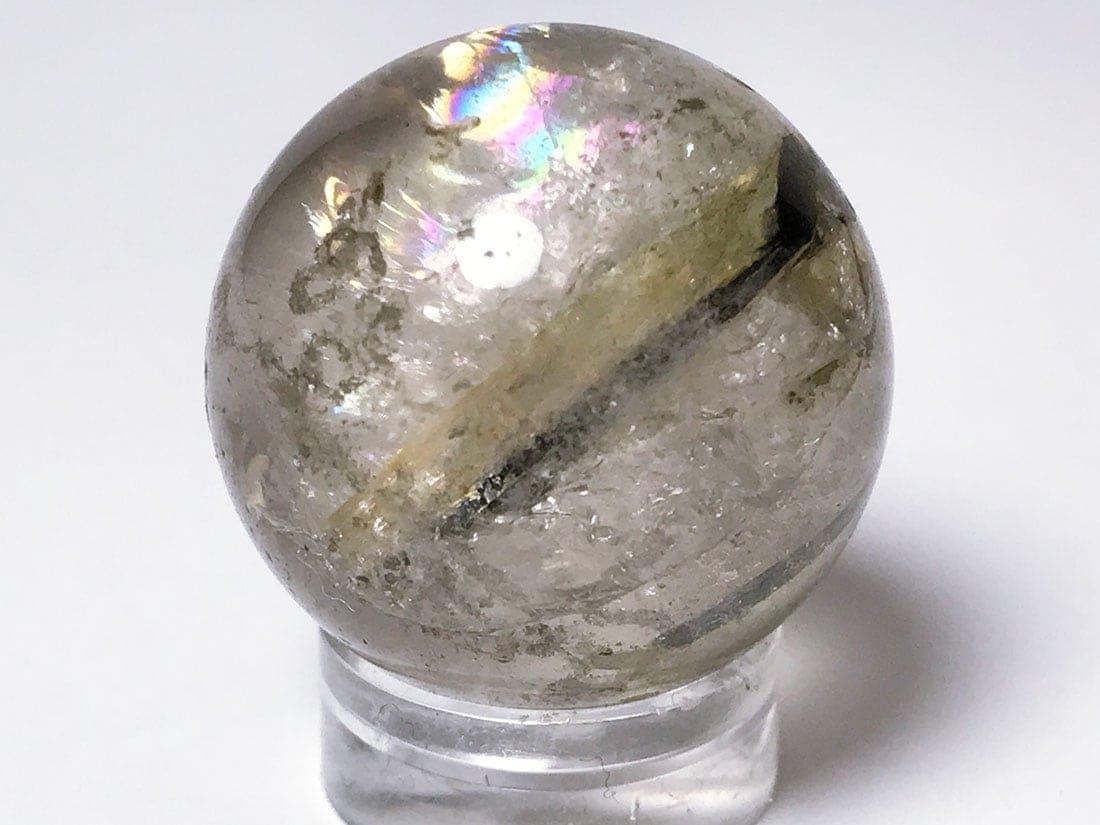 レアストーン　アイオライト&エメラルド&トルマリン&マイカ共生丸玉5.65cm オーストラリア産 アトランティサイト 56mm 丸玉 /Atlantisite