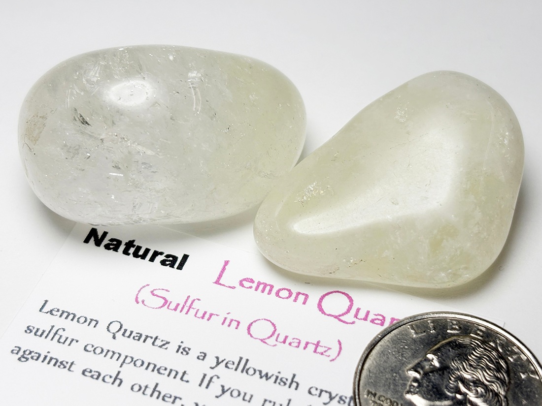 ザンビア産　レモンクォーツ ブラジル産 レモンクォーツ タンブル 2個セット/ Sulfer in Quartz