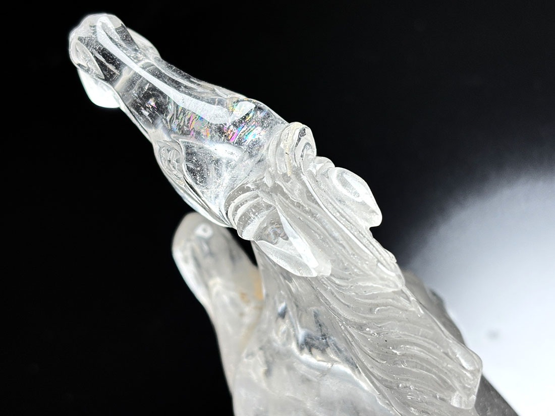 2026年干支】馬彫刻 水晶 (木製台座付き)