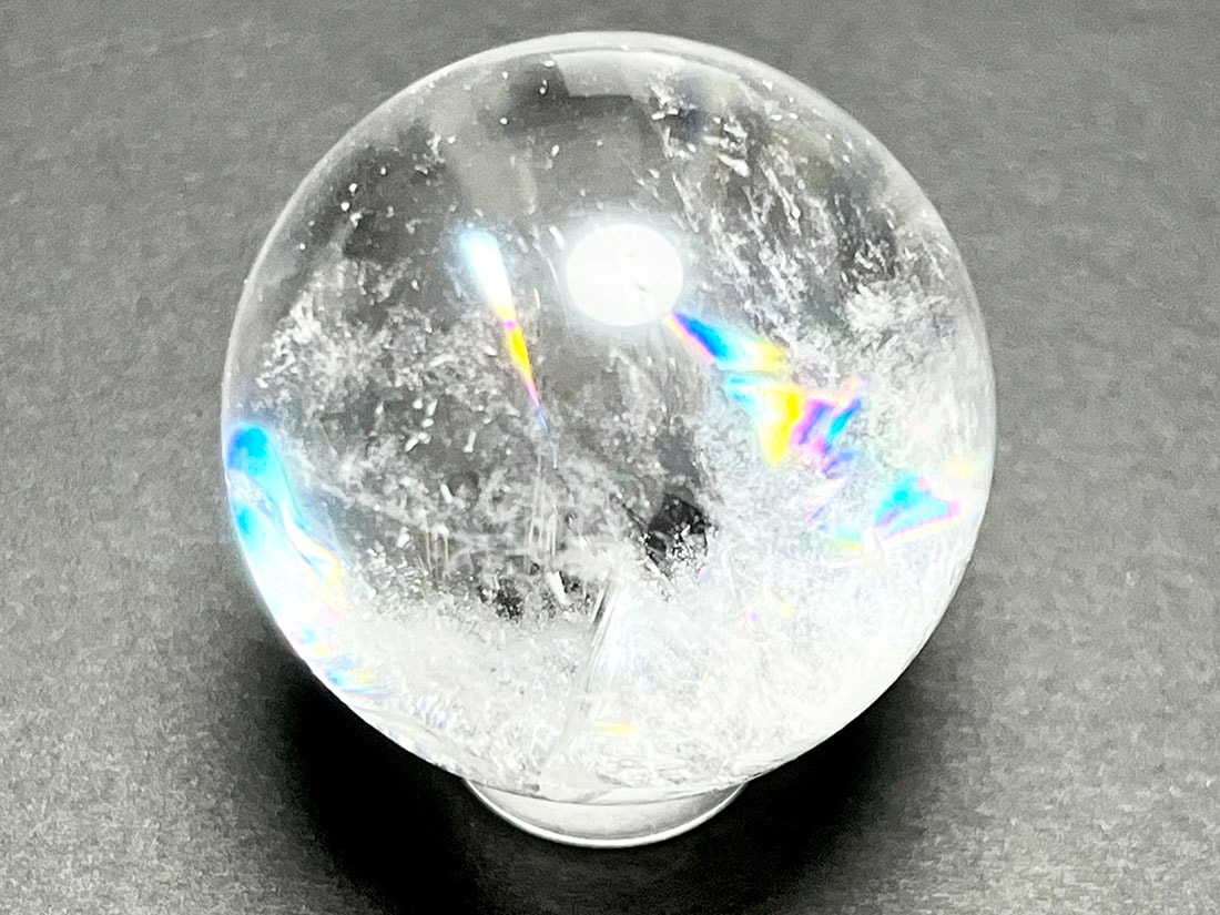売り切りセール！美品　最高品質　アイリスクォーツ　水晶　33cm 約8.8kg アイリスクォーツ (レインボークォーツ) 33mm 丸玉 / Iris Quartz Sphere