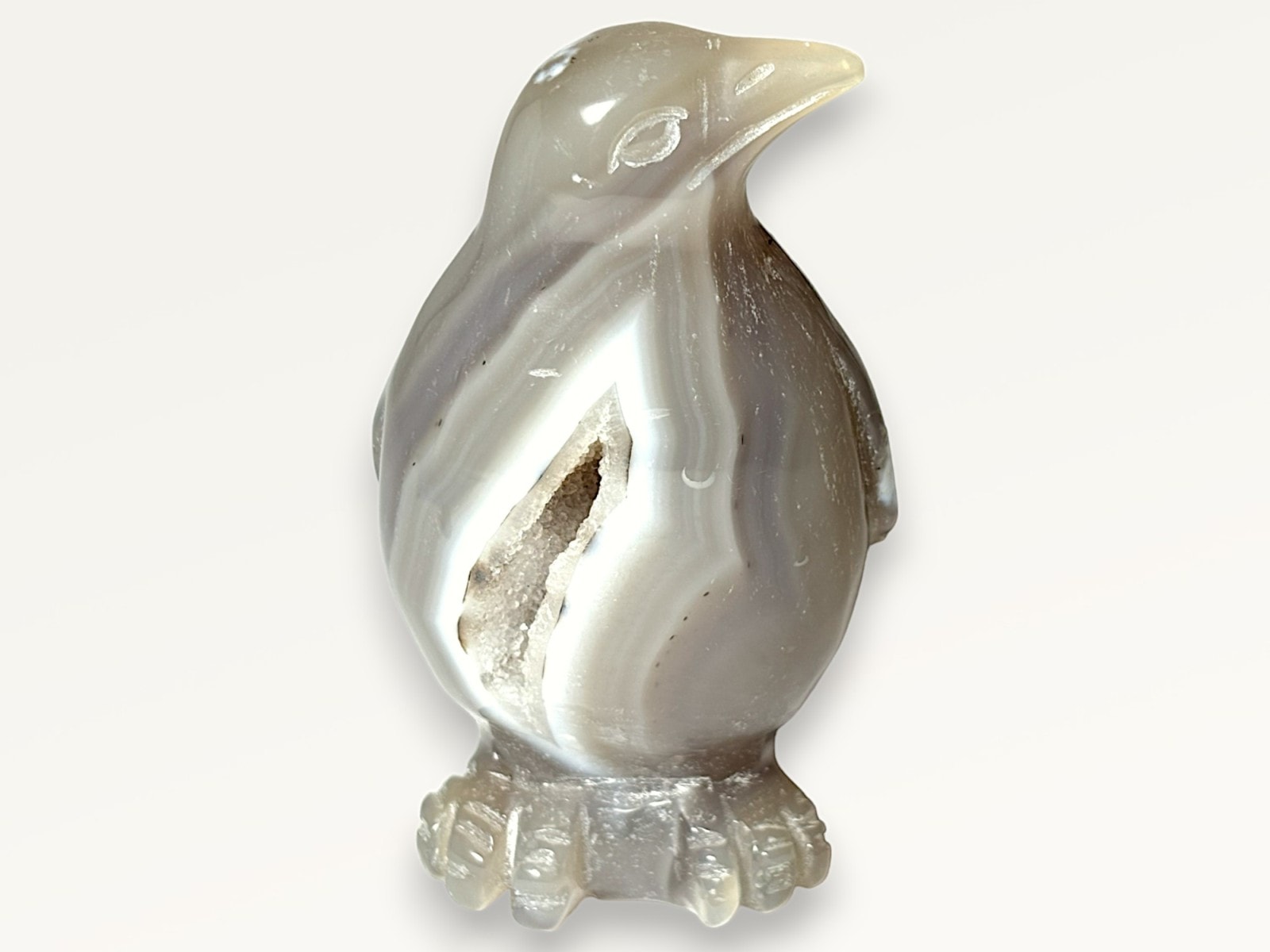 ペンギンのジオード トレジャー瑪瑙 アゲート 彫刻 天然石 水晶 風水晶