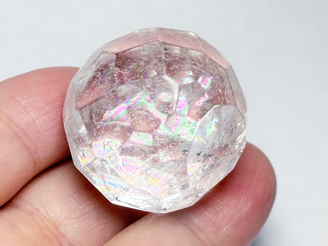 水晶 ミラーボール型 彫刻