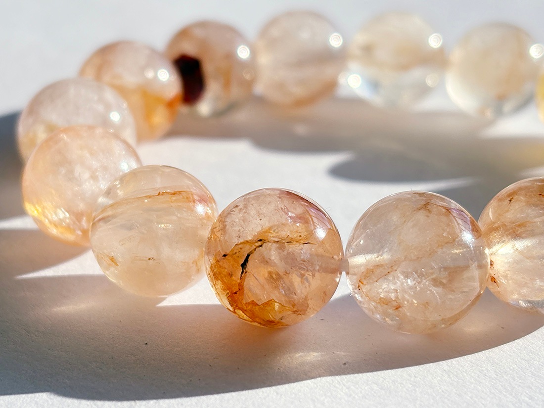 オーロラ クォーツ クリアクォーツ 恐竜 オーロラクォーツ 13mmブレスレット / Aurora Quartz