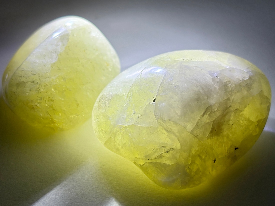 ザンビア産　レモンクォーツ ブラジル産 レモンクォーツ タンブル 2個セット/ Sulfer in Quartz