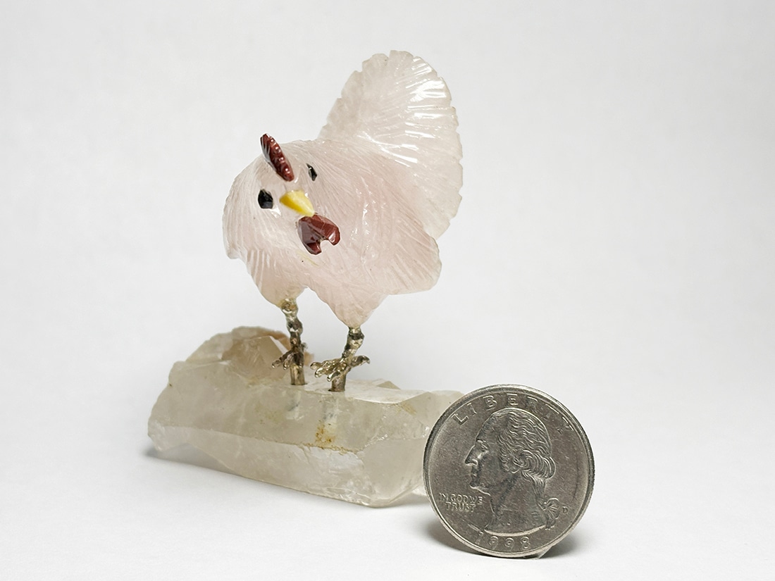 天然石彫刻 にわとり一家 ブラジル産 鳥彫刻（ニワトリ）