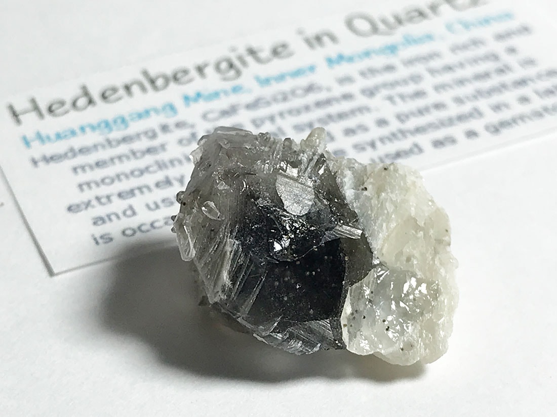 内モンゴル産 ヘデンバーガイトinクォーツ /Hedenbergite in Quartz