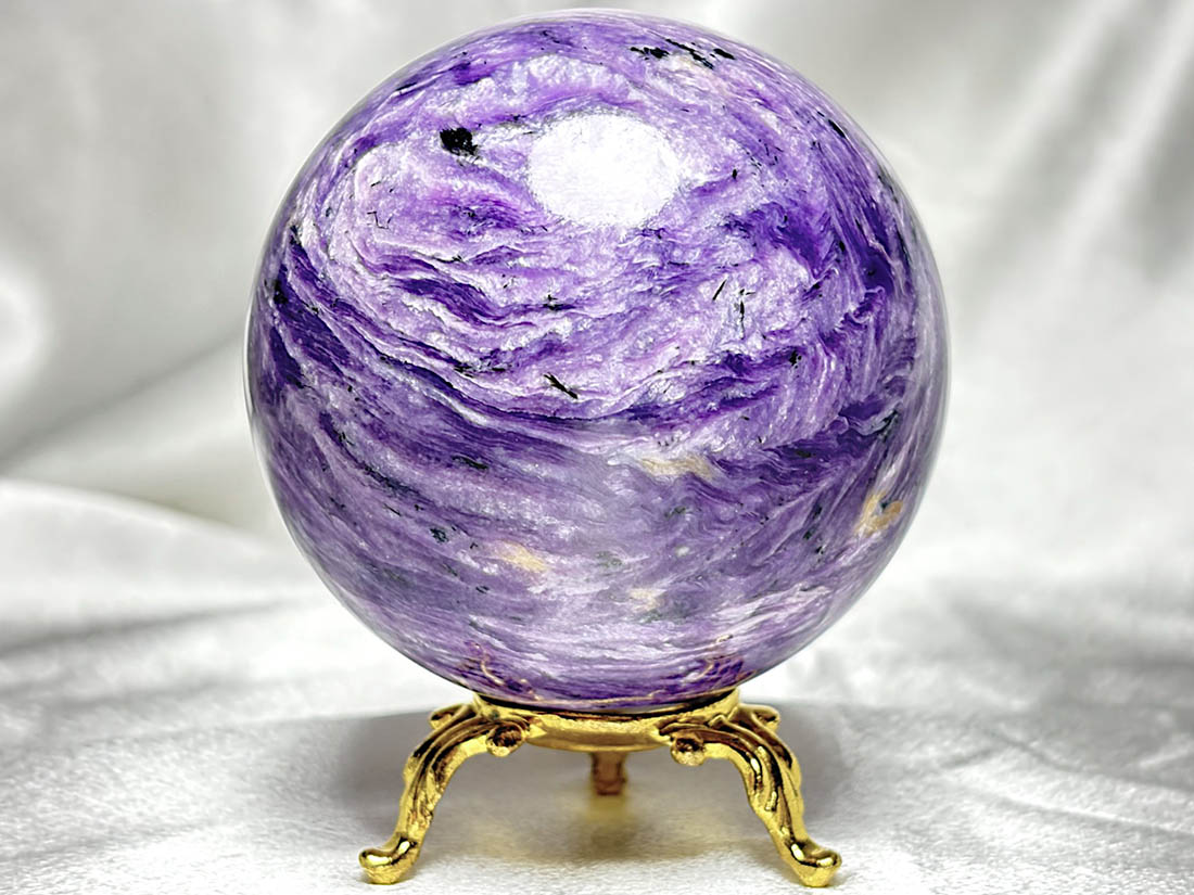 ロシア産 チャロアイト 74mm 丸玉 / Charoite