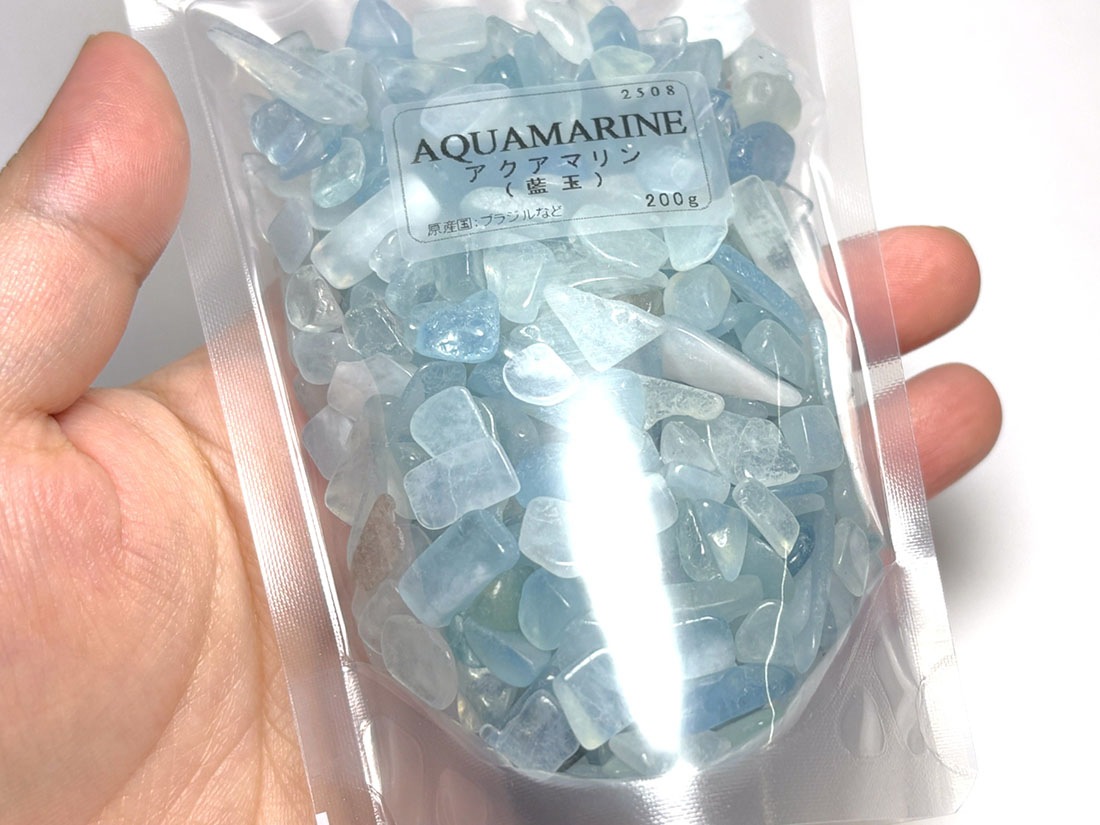ブラジル産 アクアマリン さざれ 200g アソート / Aquamarine