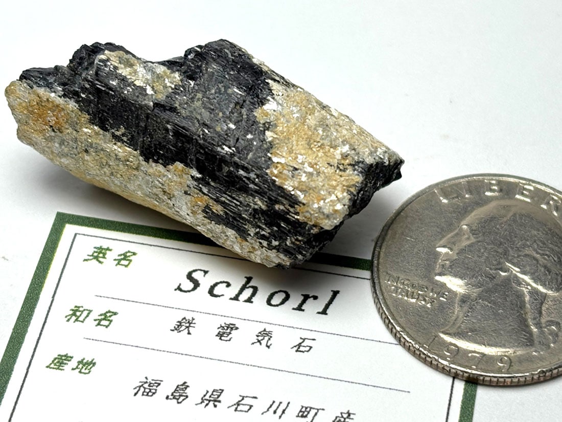福島県石川町産 鉄電気石 / Schorl (Black tourmaline)