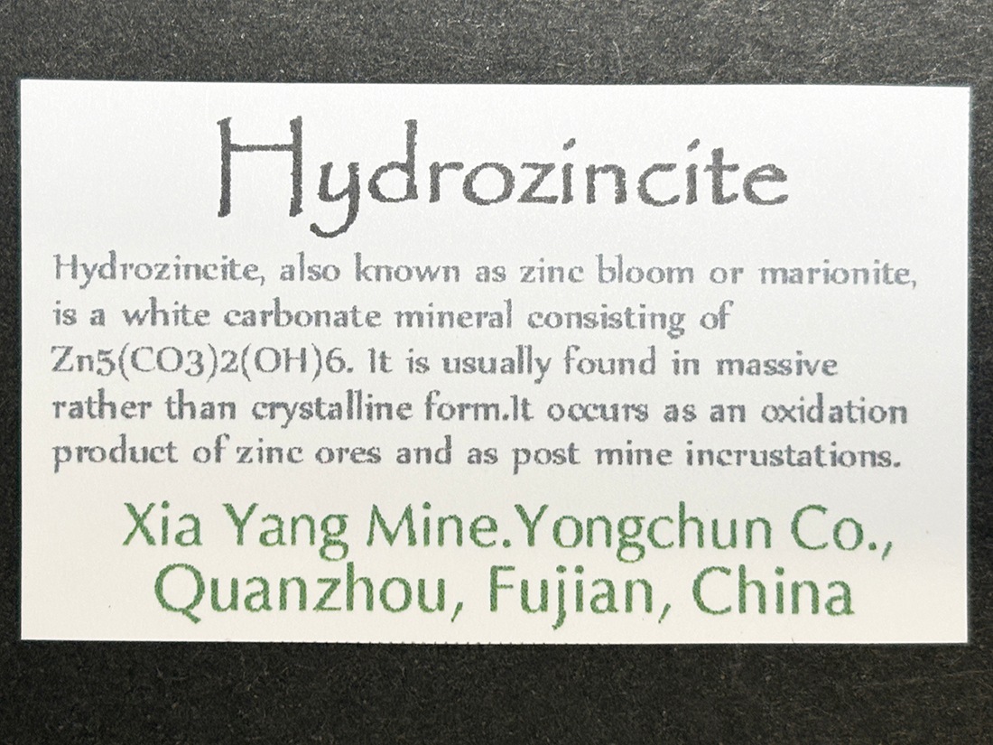 蛍光) 福建省産 ハイドロジンサイト ( 水亜鉛鉱 )/ Hydrozincite