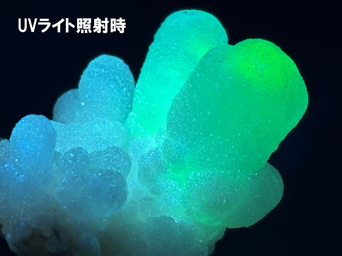 蛍光) 福建省産 ハイドロジンサイト ( 水亜鉛鉱 )/ Hydrozincite