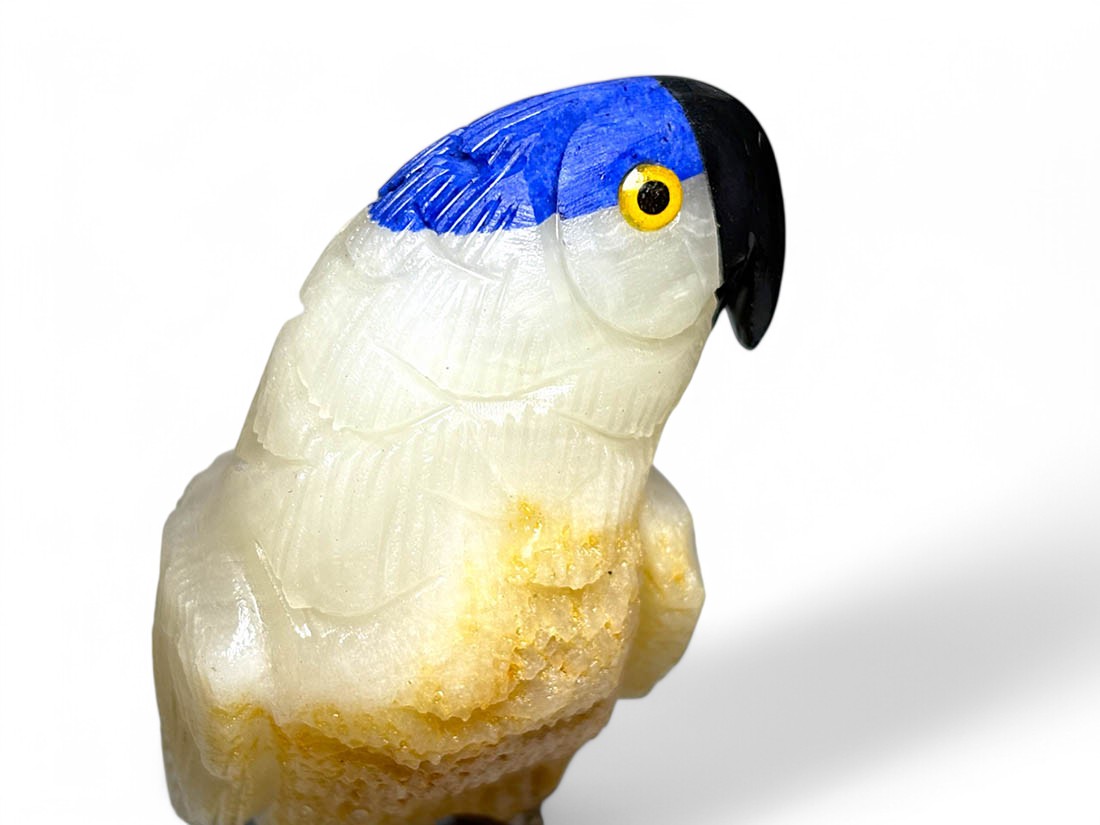 ペルー産 鳥彫刻 ＆ 天然石 (インコ)