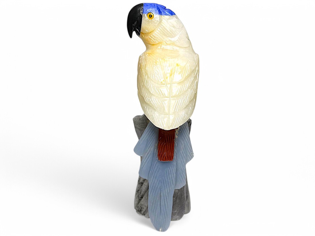 ペルー産 鳥彫刻 ＆ 天然石 (インコ)