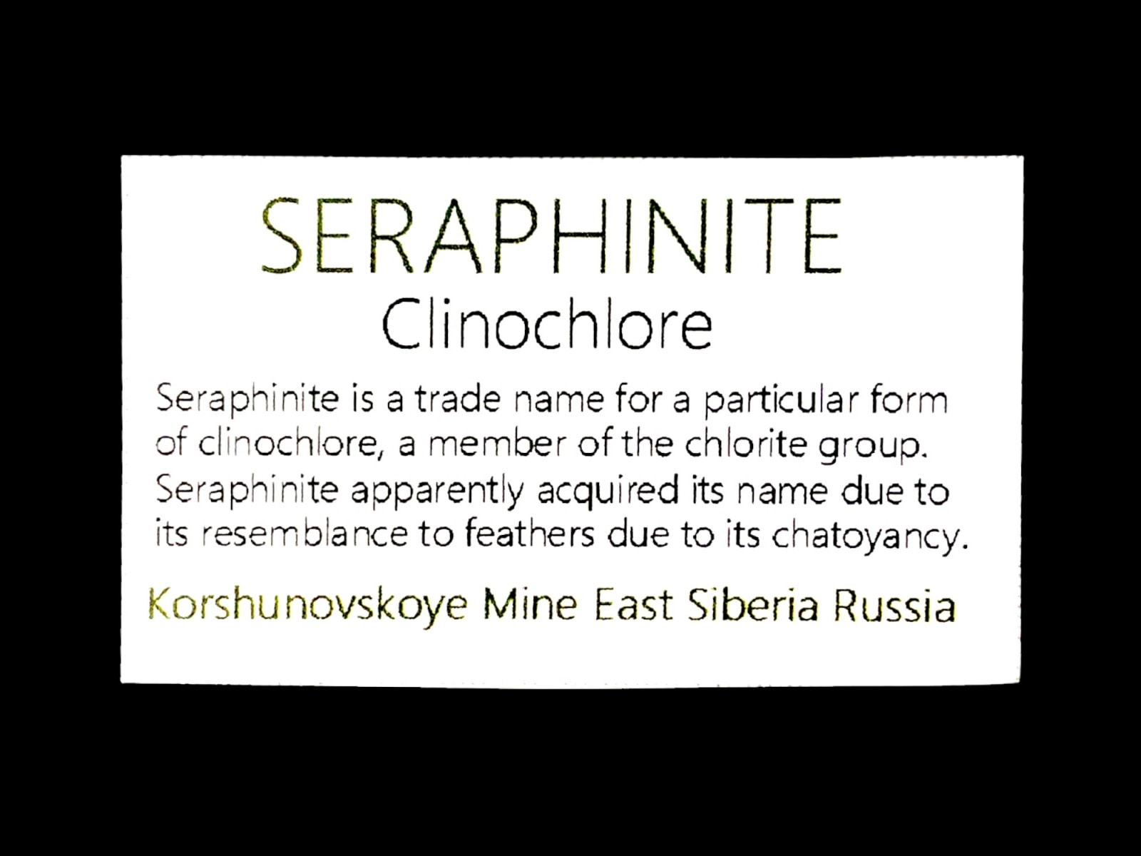 セラフィナイト/Seraphinite (斜緑泥石)