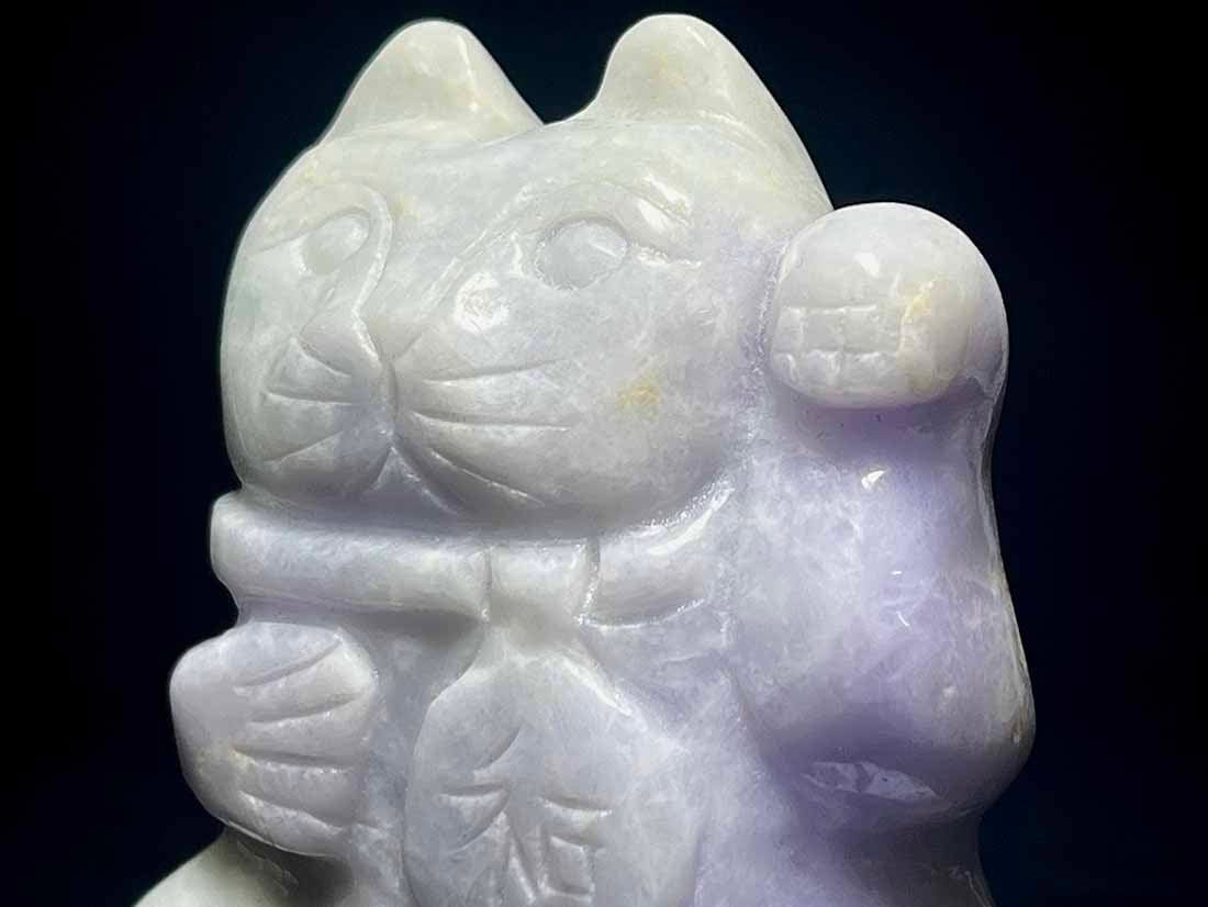 ミャンマー産 翡翠 招き猫